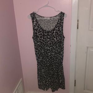 blue and black leopard zenana romper; size large; fits like a medium